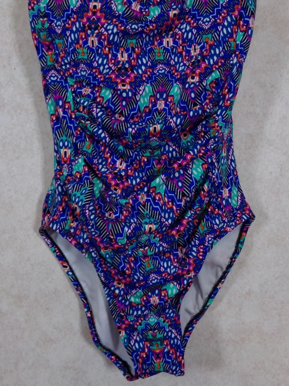 NWT*Swim Solutions 1PC Navy Multi Swim, Bust,Tummy,Waist Support Size 12 - Picture 3 of 9